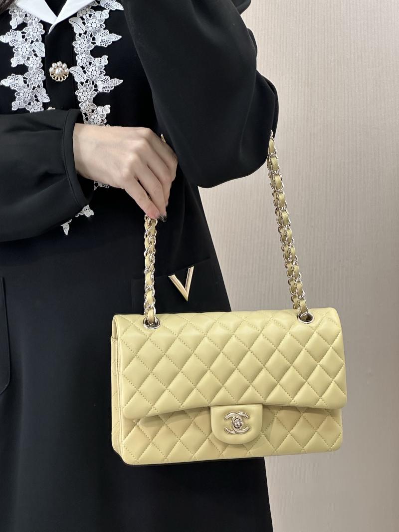 Medium Chanel Lambskin Flap Bag Yellow A01112