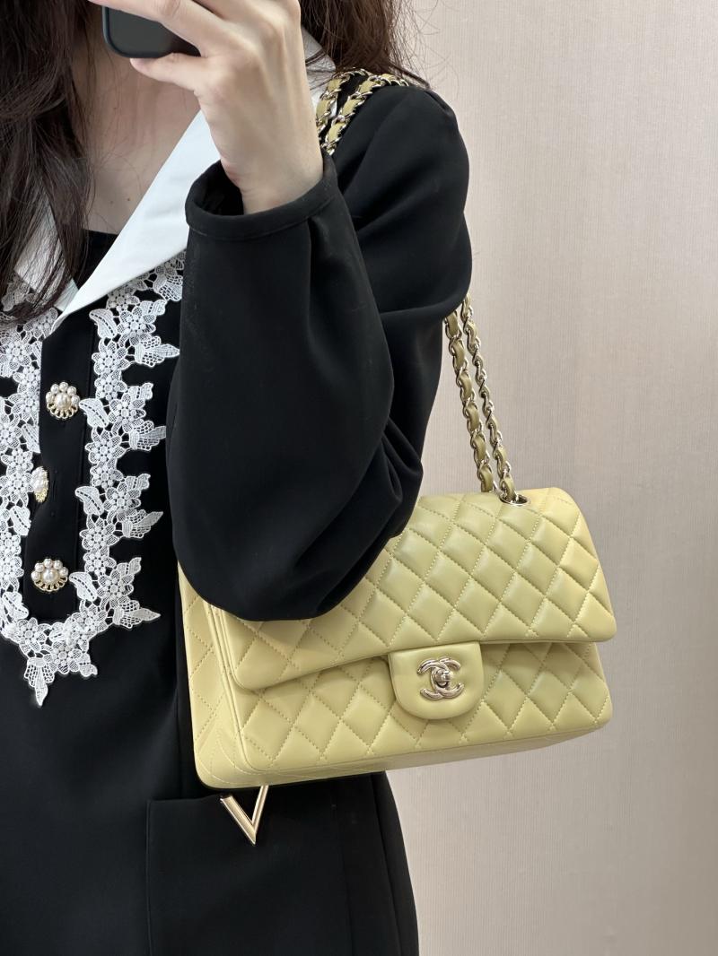 Medium Chanel Lambskin Flap Bag Yellow A01112