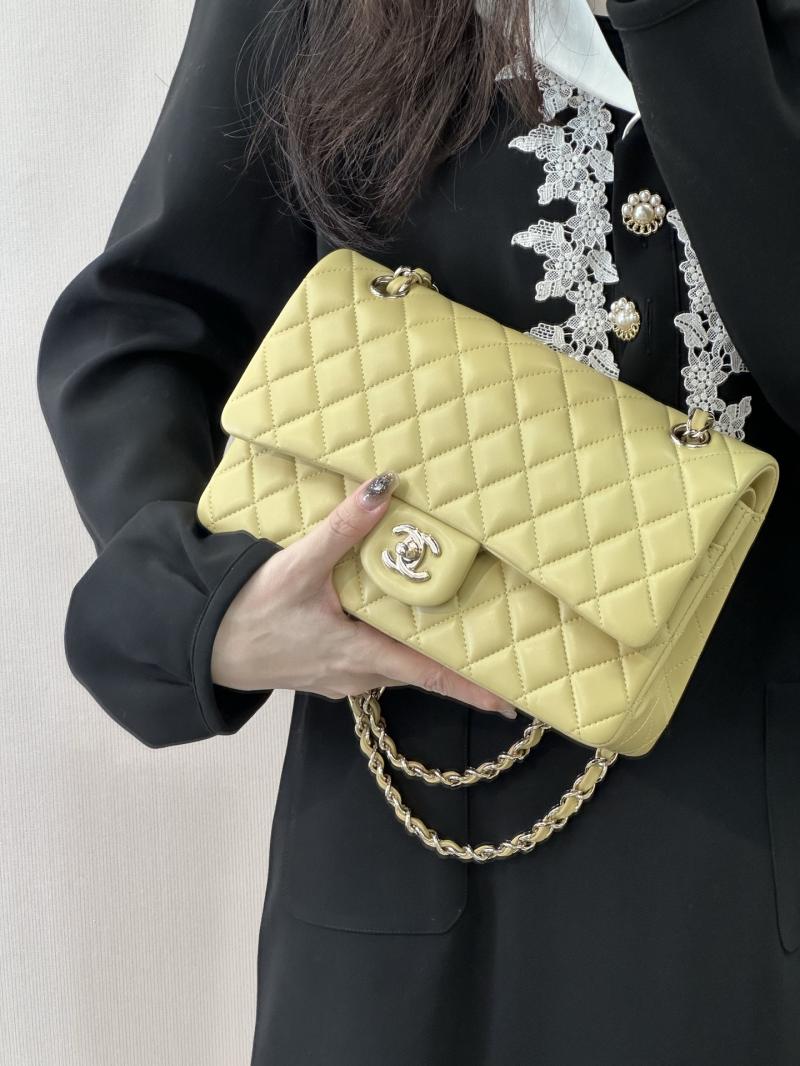 Medium Chanel Lambskin Flap Bag Yellow A01112