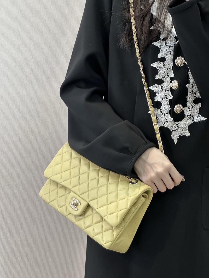 Medium Chanel Lambskin Flap Bag Yellow A01112