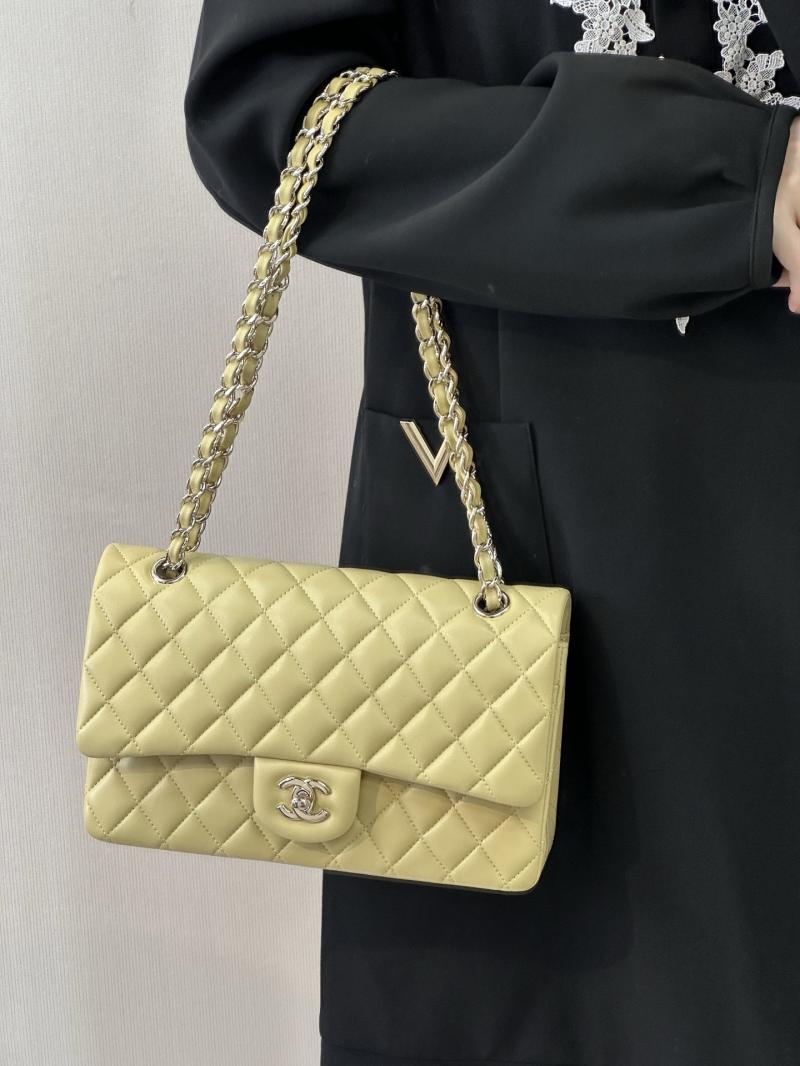 Medium Chanel Lambskin Flap Bag Yellow A01112