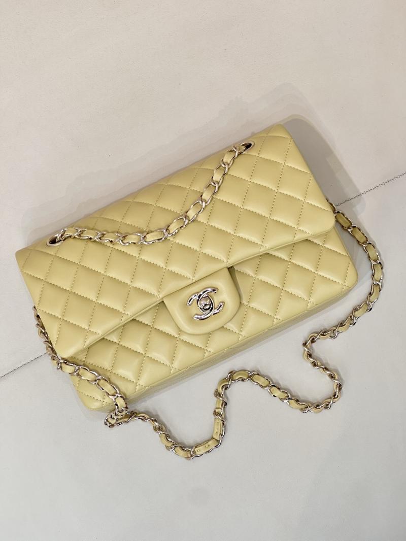 Medium Chanel Lambskin Flap Bag Yellow A01112