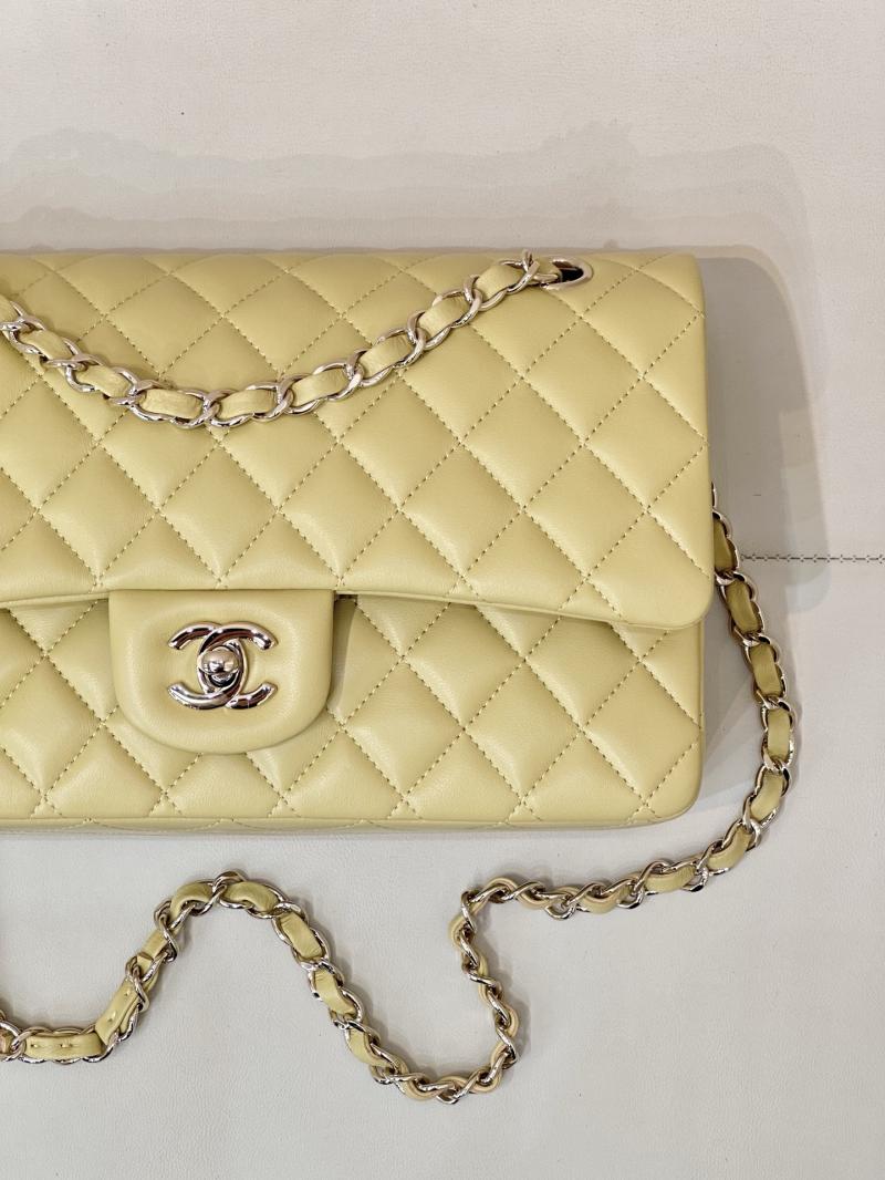 Medium Chanel Lambskin Flap Bag Yellow A01112