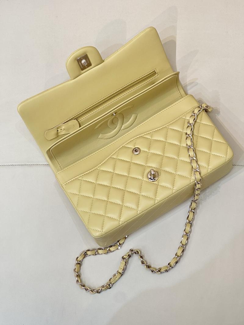 Medium Chanel Lambskin Flap Bag Yellow A01112