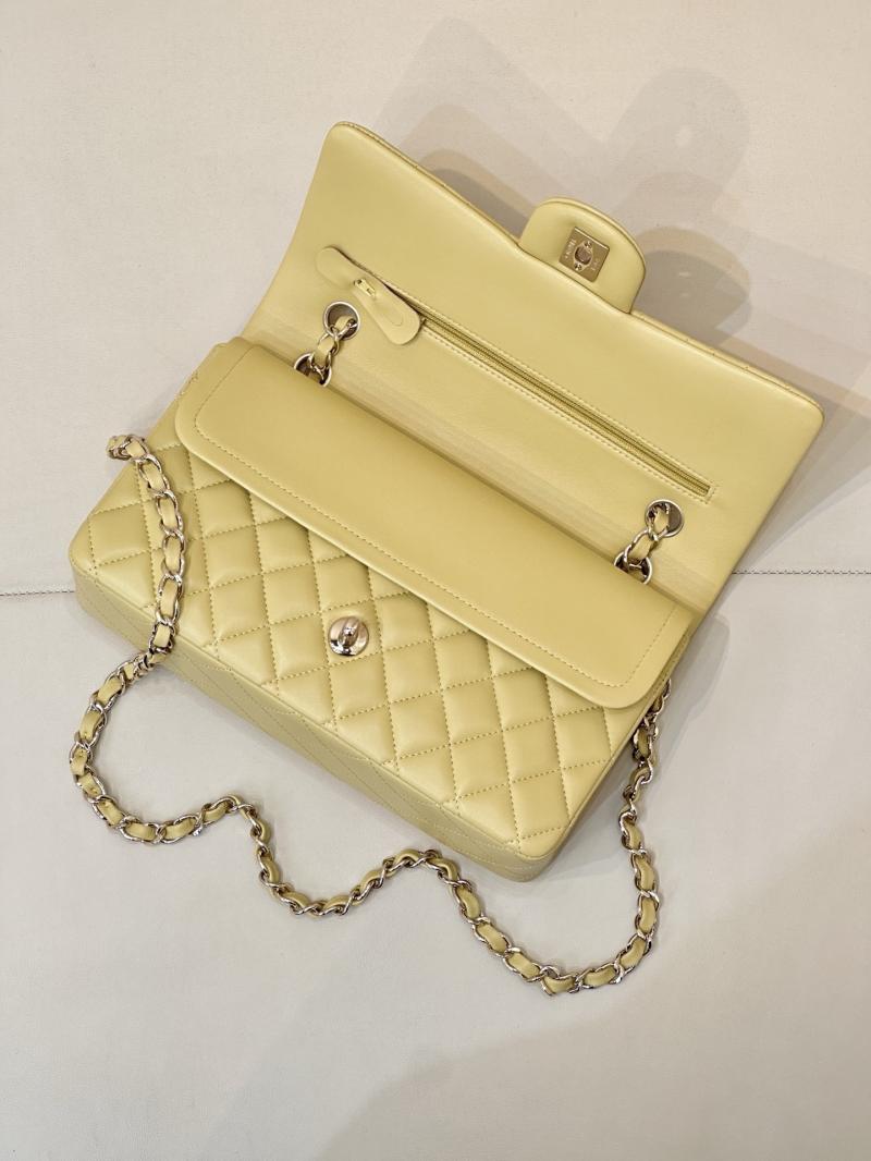 Medium Chanel Lambskin Flap Bag Yellow A01112