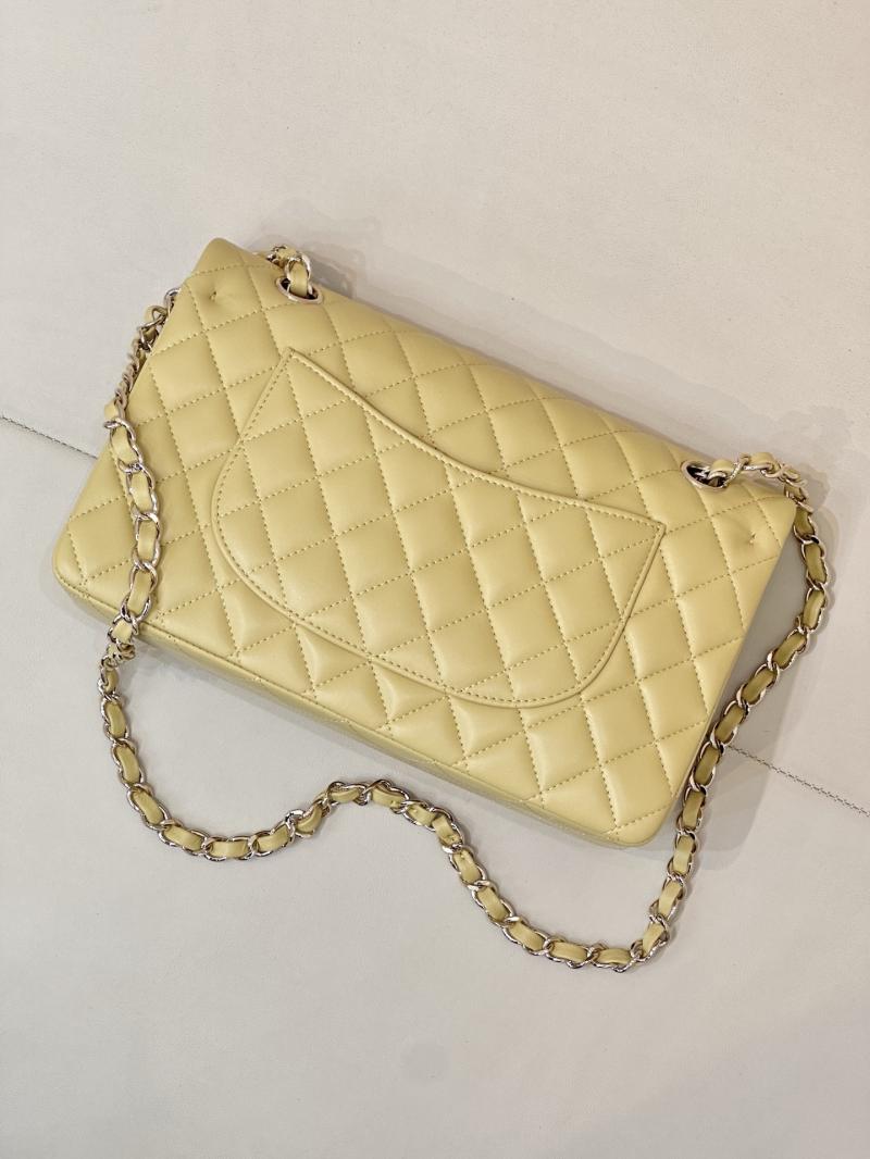 Medium Chanel Lambskin Flap Bag Yellow A01112