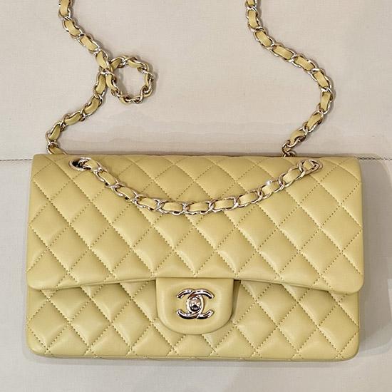 Medium Chanel Lambskin Flap Bag Yellow A01112