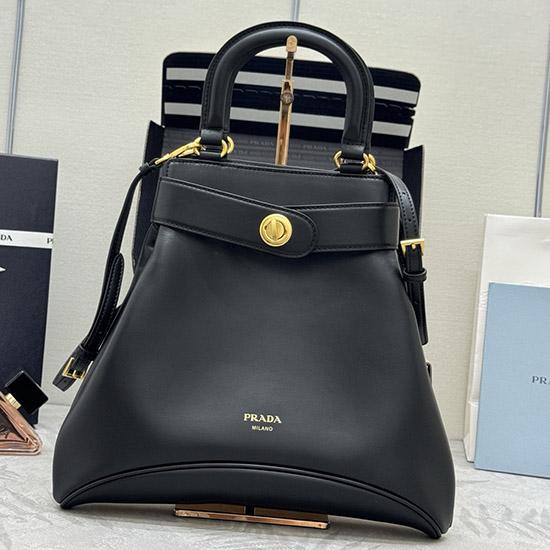 Medium Prada Carey leather bag Black 1BG567