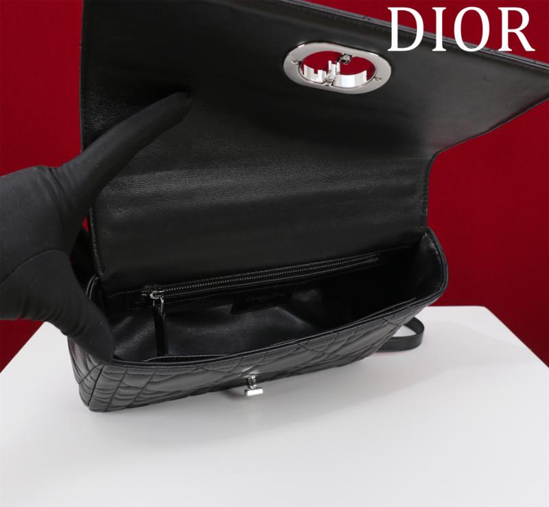 Medium Soft Dior Caro Bag Black with Silver M9253