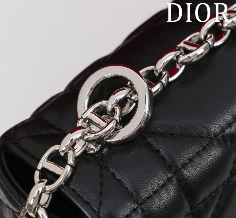 Medium Soft Dior Caro Bag Black with Silver M9253