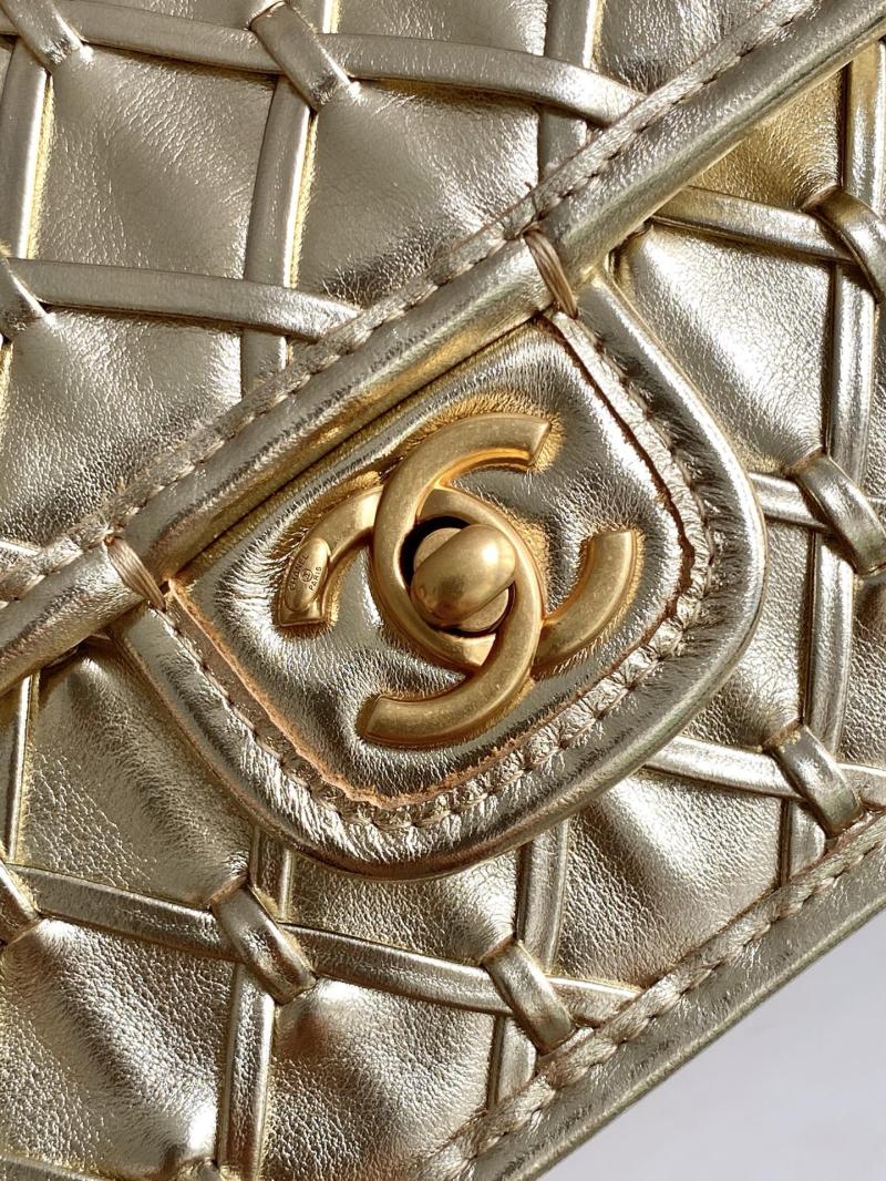 Mini Chanel Calfskin Flap Bag Gold AS4797