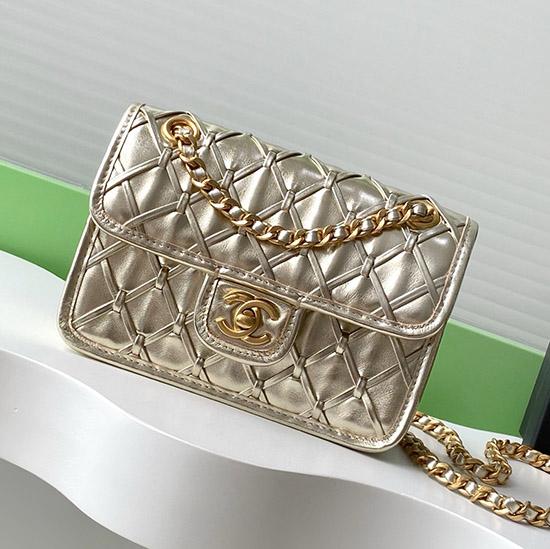 Mini Chanel Calfskin Flap Bag Gold AS4797