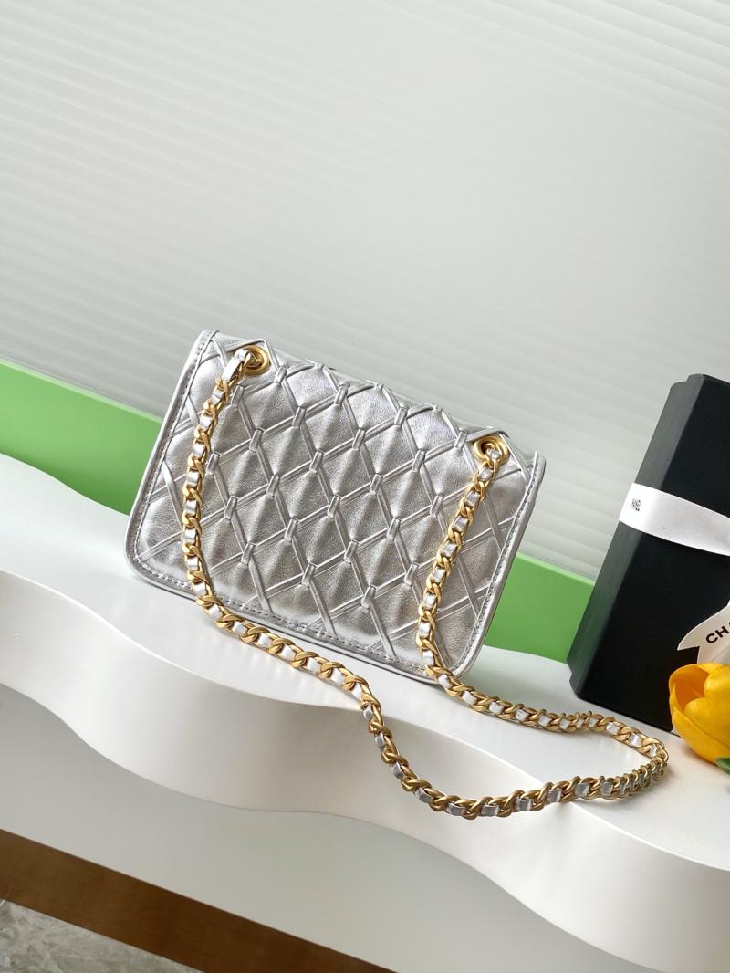 Mini Chanel Calfskin Flap Bag Silver AS4797