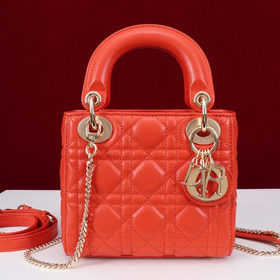 Mini Lady Dior Lambskin Bag Orange MD0505