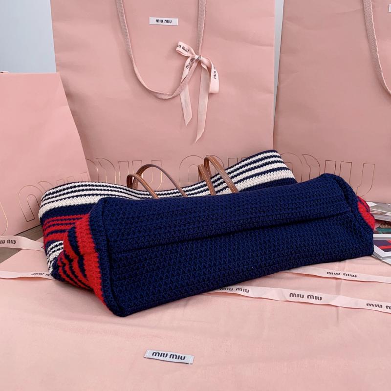 Miu Miu Crochet Tote Bag Navy 5BG228