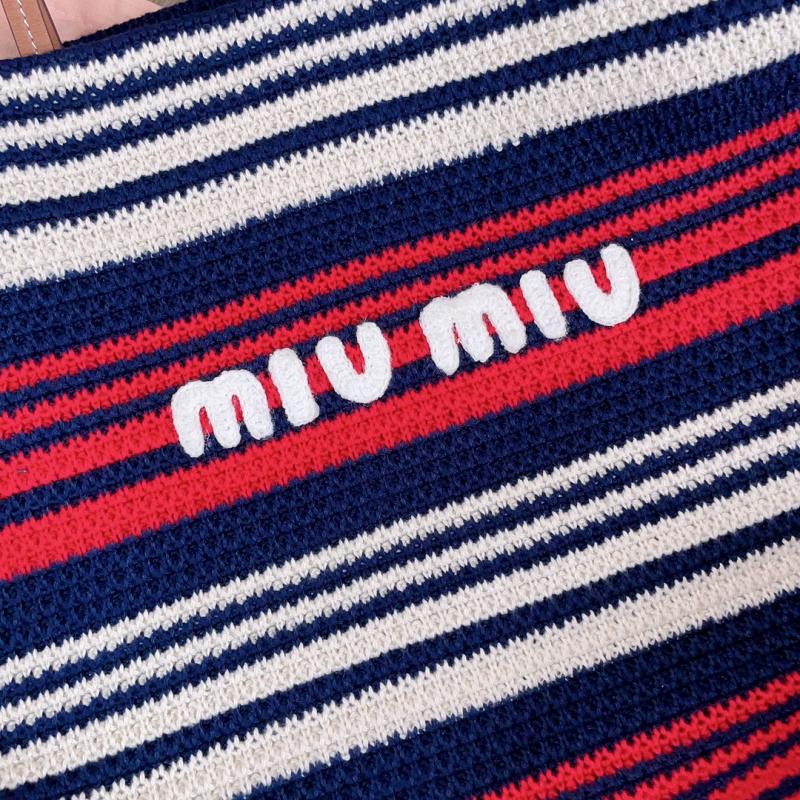 Miu Miu Crochet Tote Bag Navy 5BG228