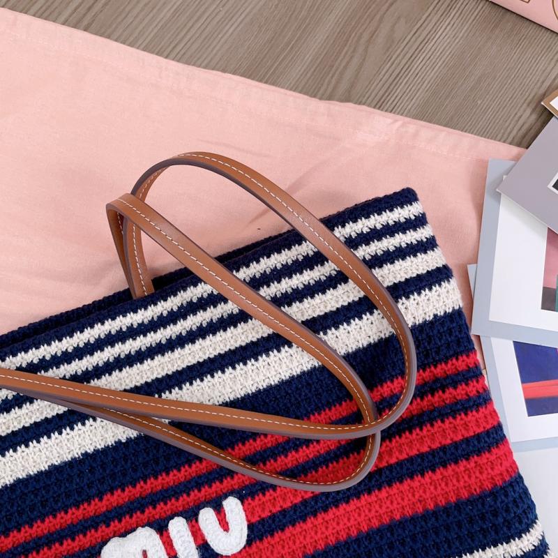 Miu Miu Crochet Tote Bag Navy 5BG228