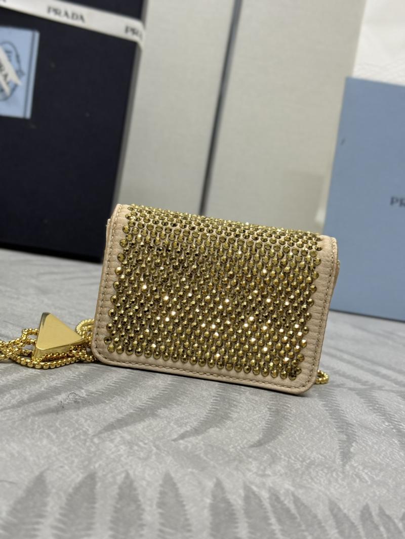 Prada Cardholder with shoulder strap Beige 1MR024