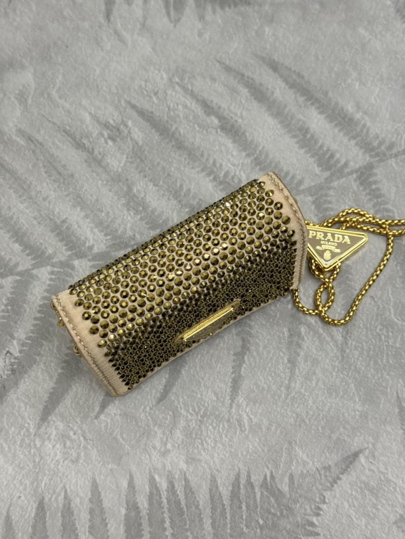 Prada Cardholder with shoulder strap Beige 1MR024