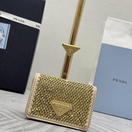 Prada Cardholder with shoulder strap Beige 1MR024