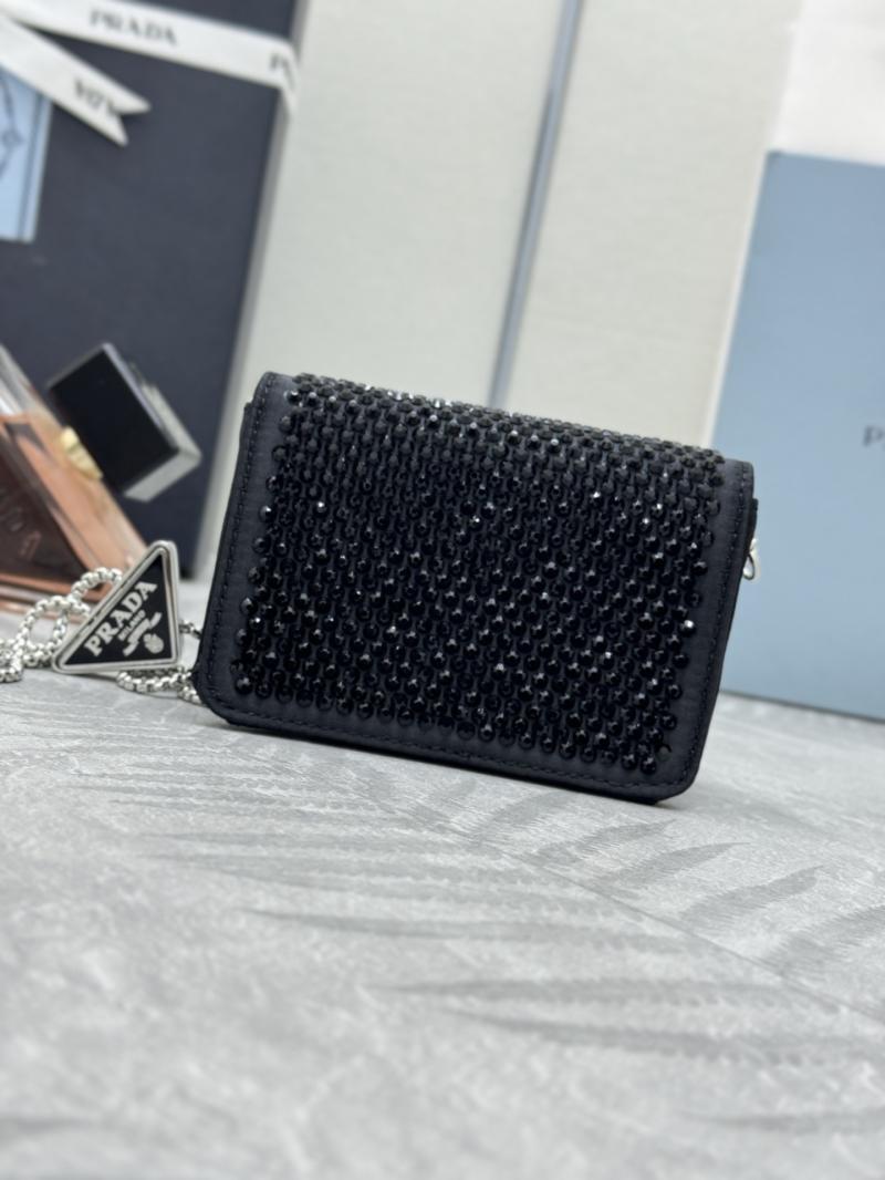 Prada Cardholder with shoulder strap Black 1MR024