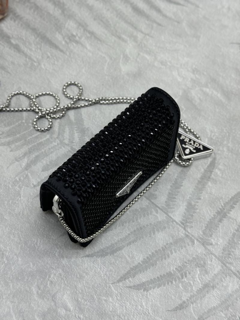 Prada Cardholder with shoulder strap Black 1MR024