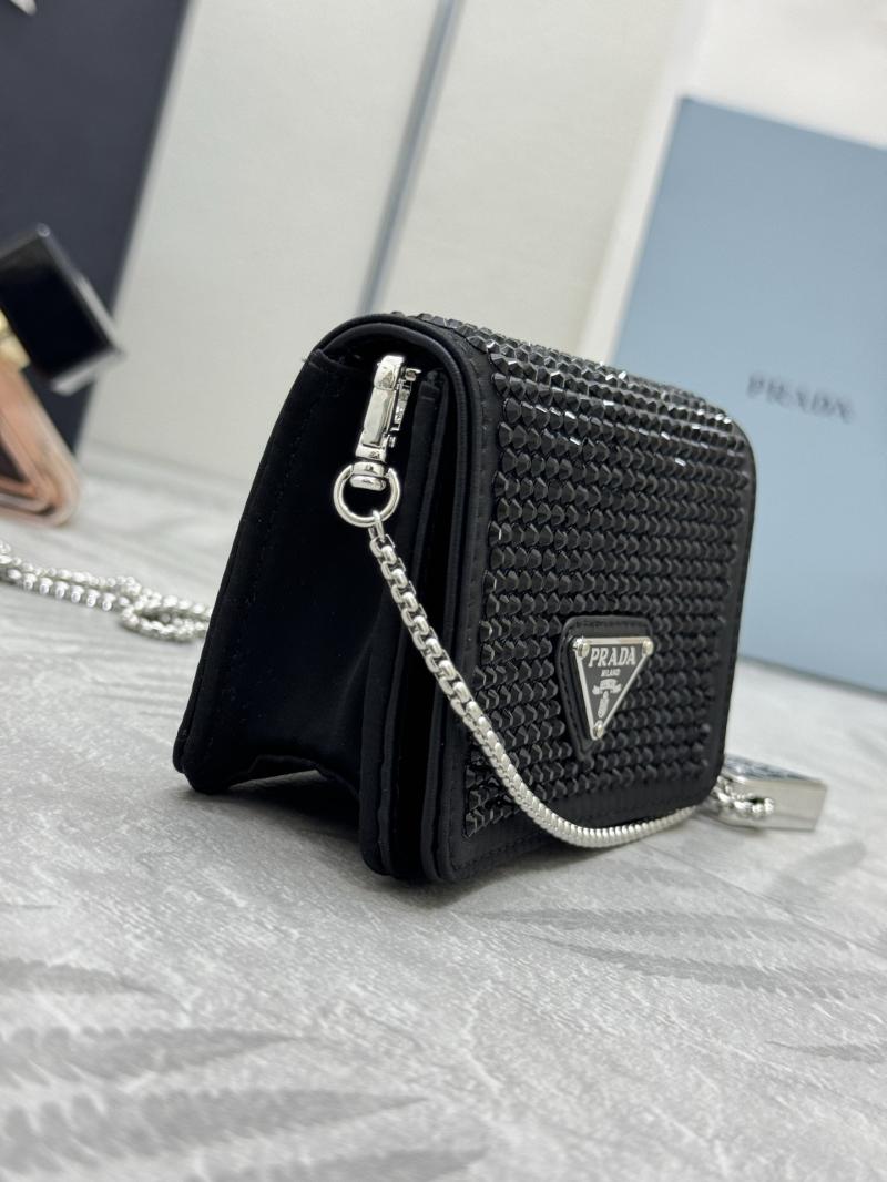 Prada Cardholder with shoulder strap Black 1MR024