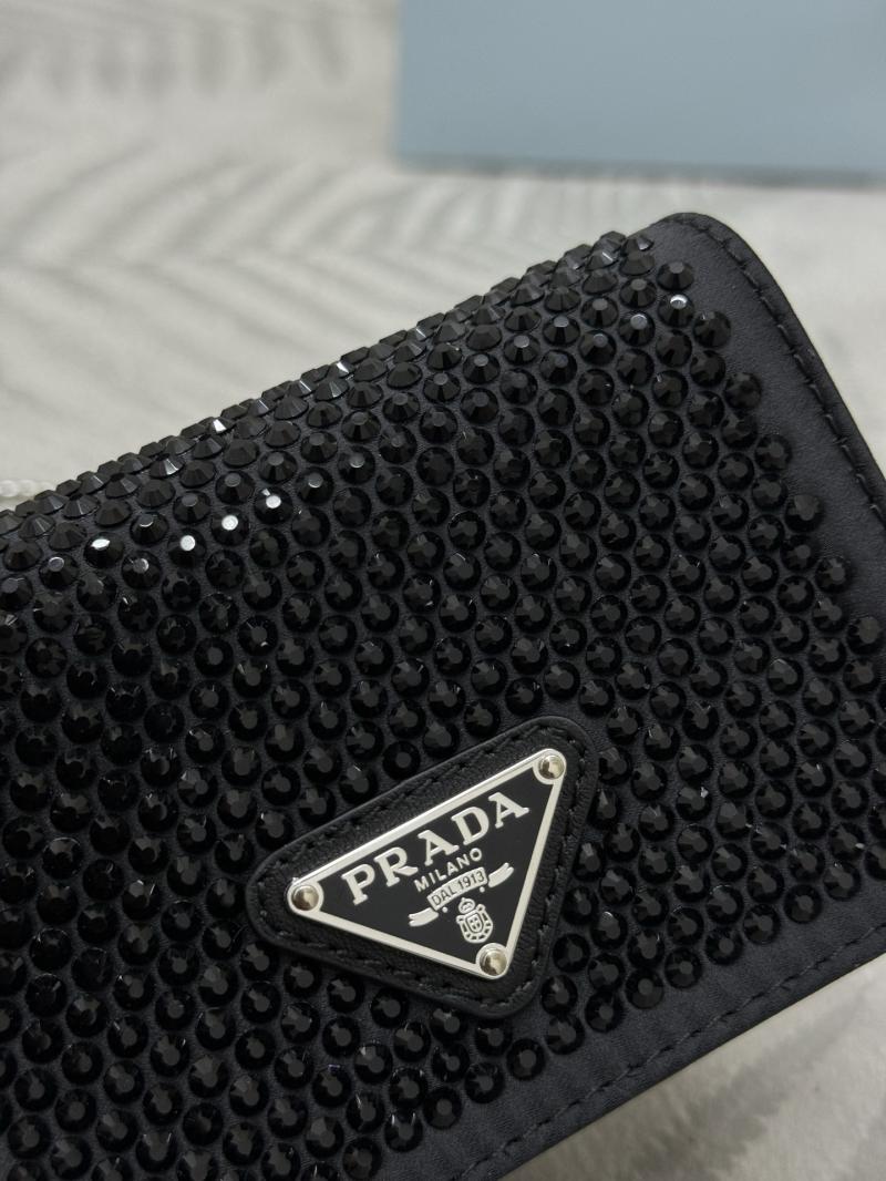 Prada Cardholder with shoulder strap Black 1MR024