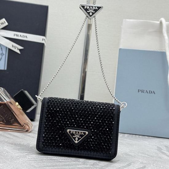 Prada Cardholder with shoulder strap Black 1MR024