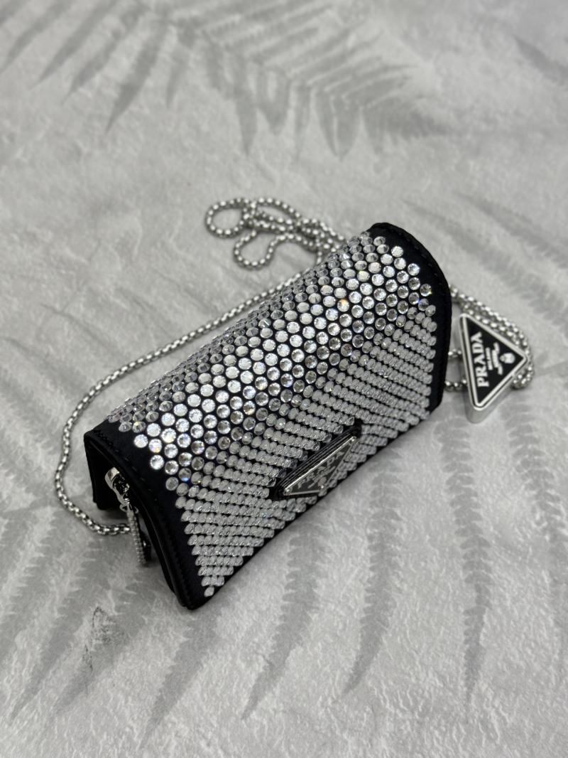 Prada Cardholder with shoulder strap Crystal 1MR024