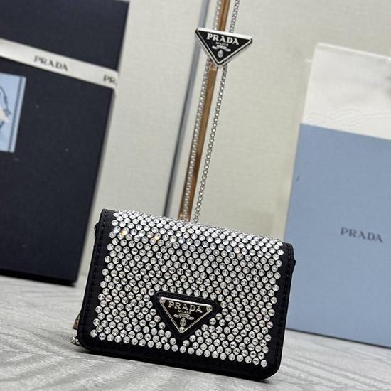 Prada Cardholder with shoulder strap Crystal 1MR024