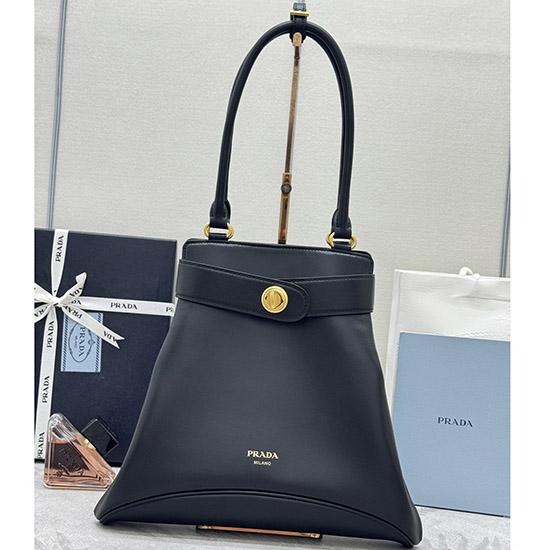 Prada Carey medium leather tote bag Black 1BG567