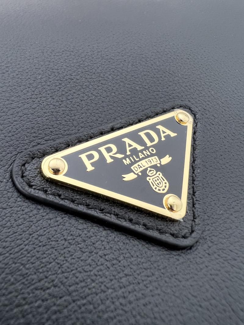 Prada Demi-lune large leather shoulder bag Black 1BC255