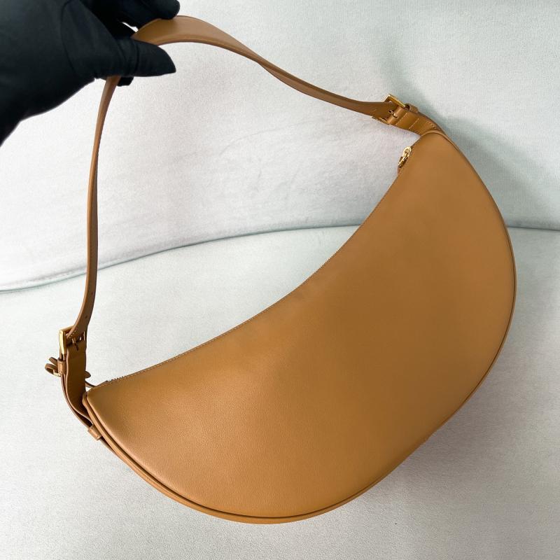 Prada Demi-lune large leather shoulder bag Brown 1BC255