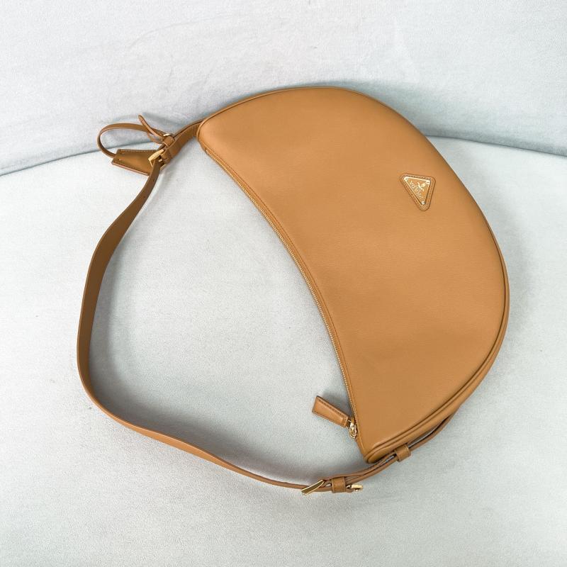 Prada Demi-lune large leather shoulder bag Brown 1BC255