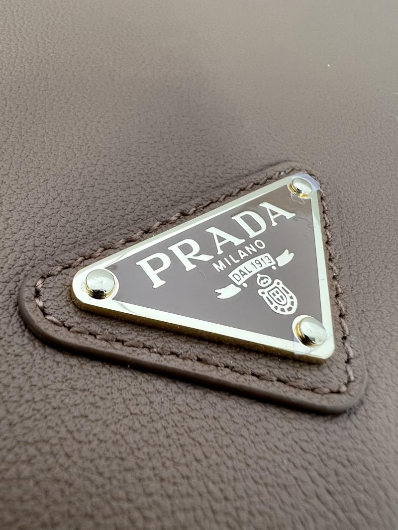 Prada Demi-lune large leather shoulder bag Brown 1BC255