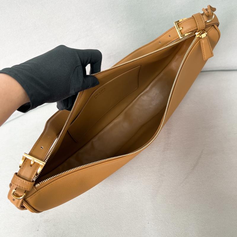 Prada Demi-lune large leather shoulder bag Brown 1BC255
