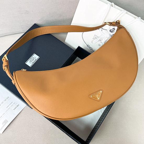Prada Demi-lune large leather shoulder bag Brown 1BC255