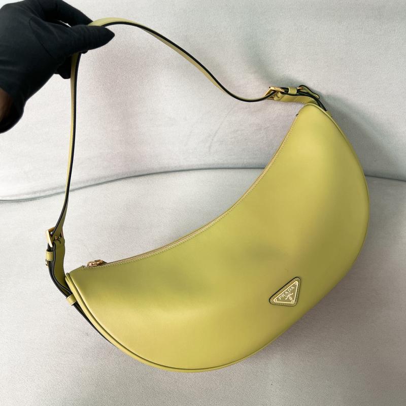 Prada Demi-lune large leather shoulder bag Pistachio 1BC255