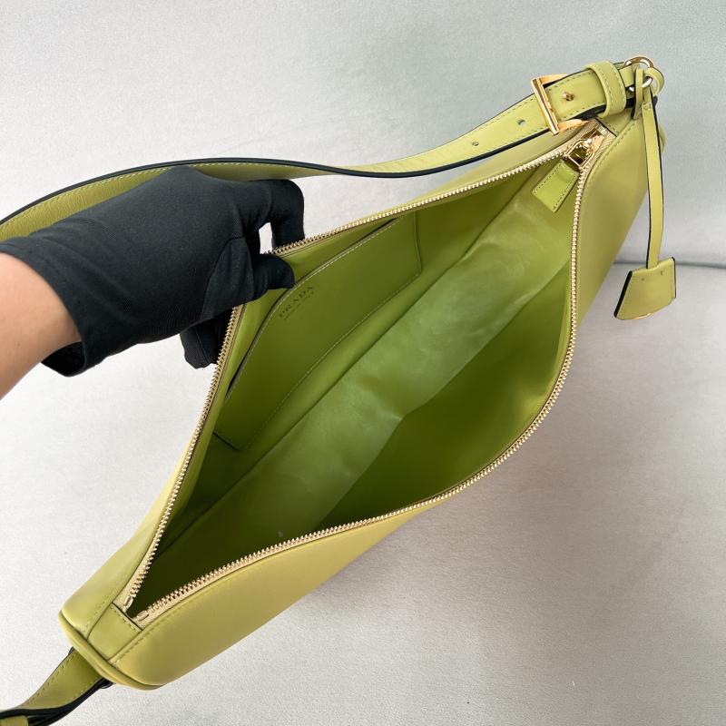 Prada Demi-lune large leather shoulder bag Pistachio 1BC255
