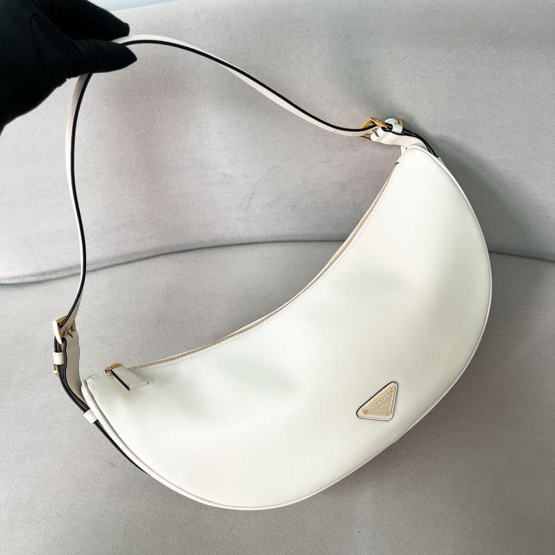 Prada Demi-lune large leather shoulder bag White 1BC255