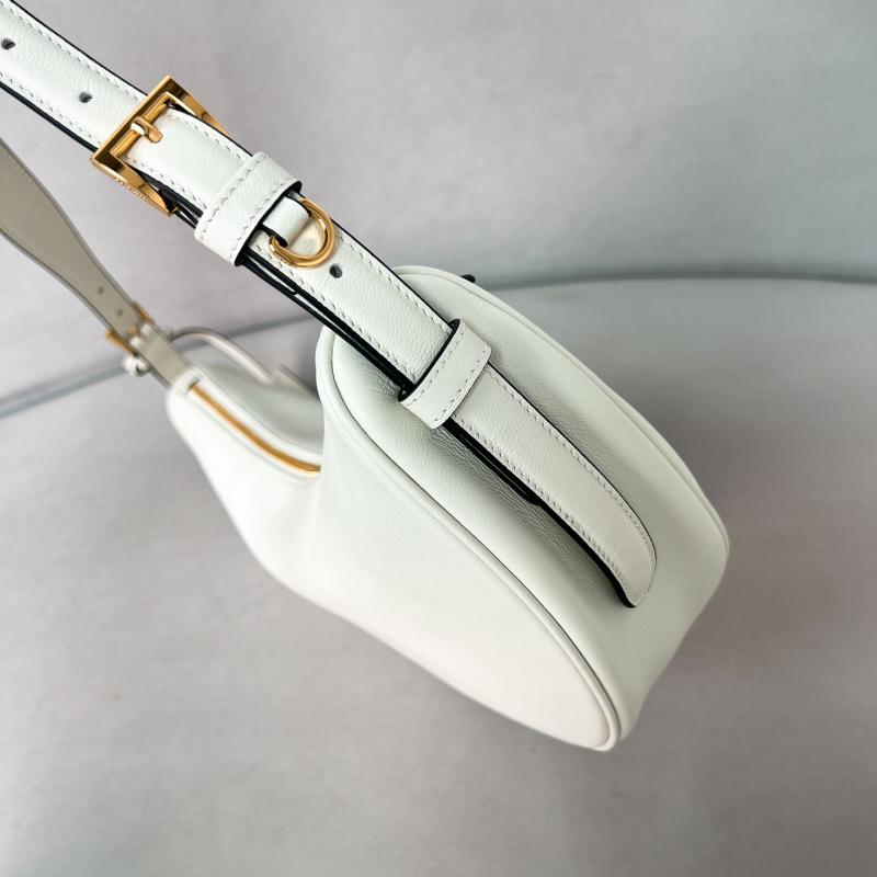 Prada Demi-lune large leather shoulder bag White 1BC255