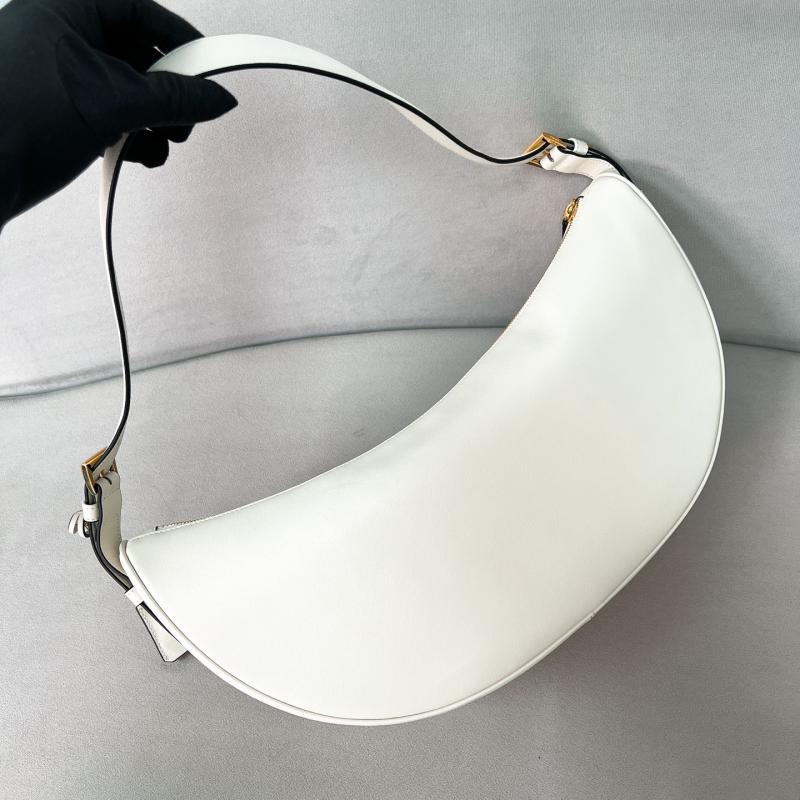 Prada Demi-lune large leather shoulder bag White 1BC255