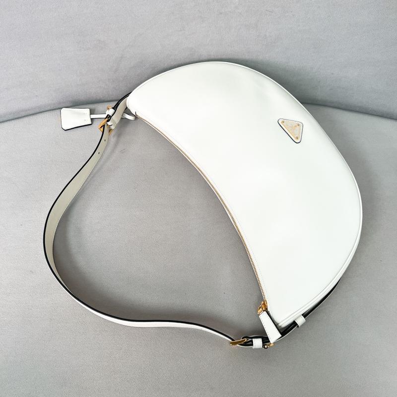 Prada Demi-lune large leather shoulder bag White 1BC255