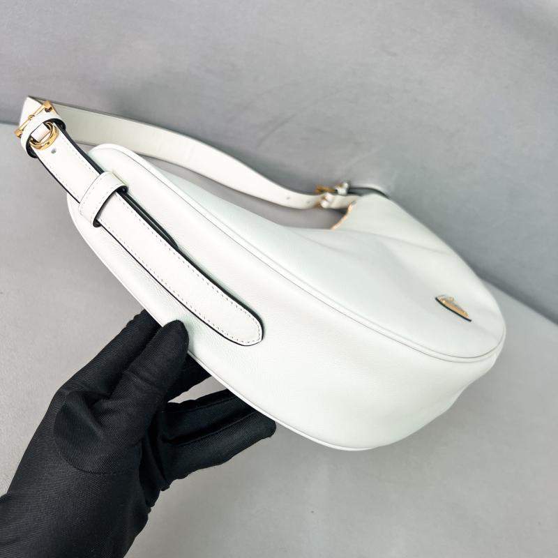 Prada Demi-lune large leather shoulder bag White 1BC255