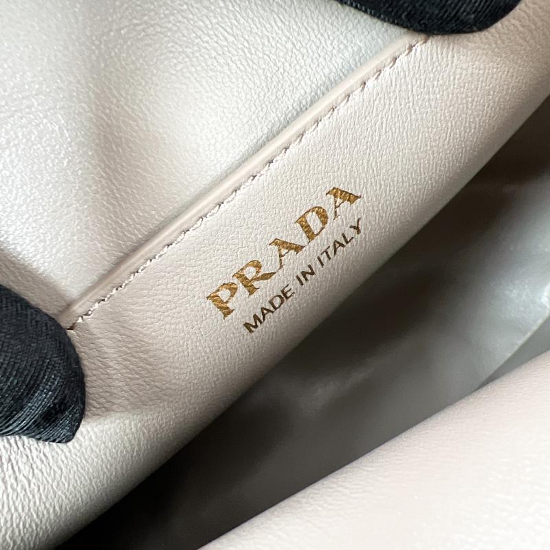 Prada Demi-lune large leather shoulder bag White 1BC255