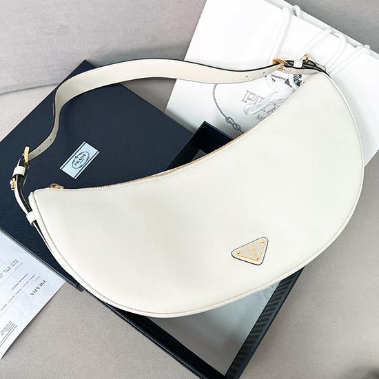Prada Demi-lune large leather shoulder bag White 1BC255