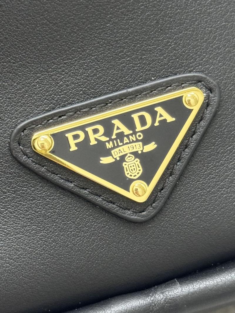 Prada Leather Bucket Bag Black 1BE087
