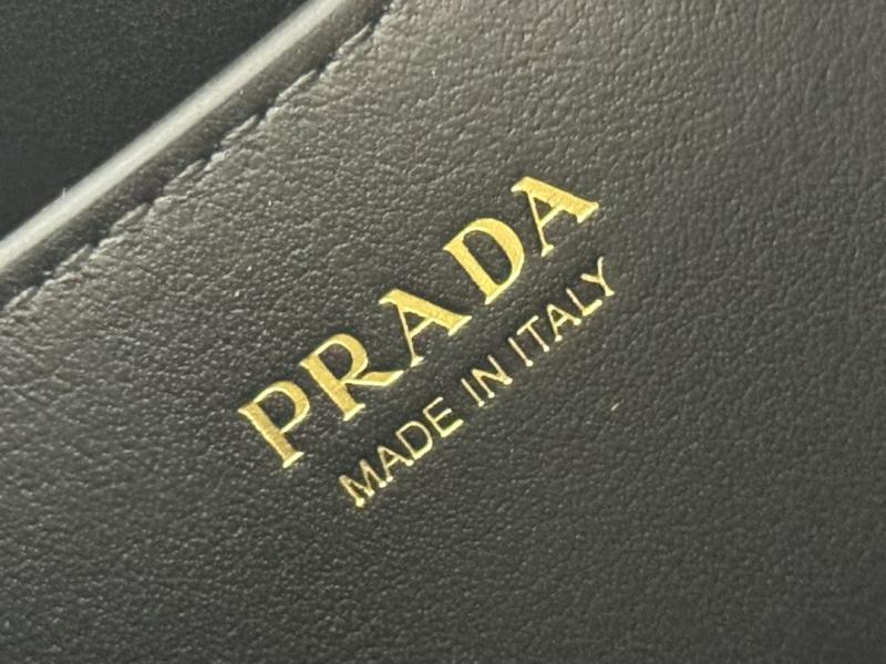 Prada Leather Bucket Bag Black 1BE087