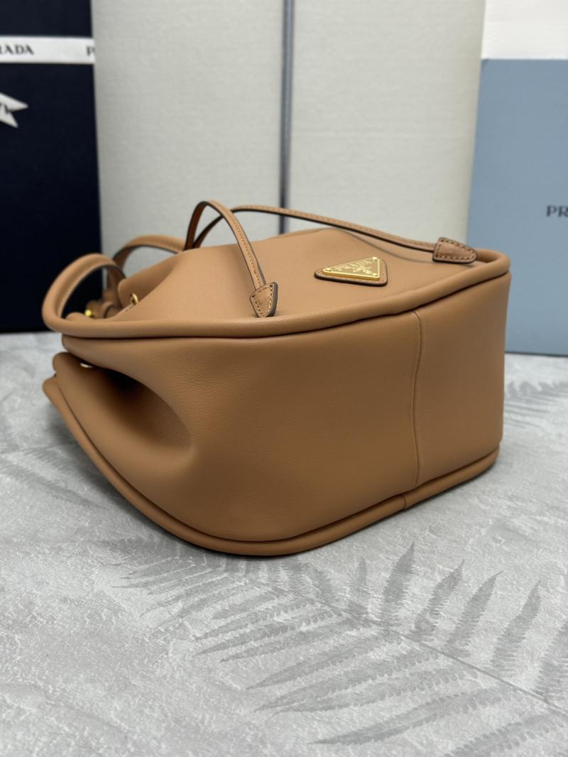 Prada Leather Bucket Bag Camel 1BE087